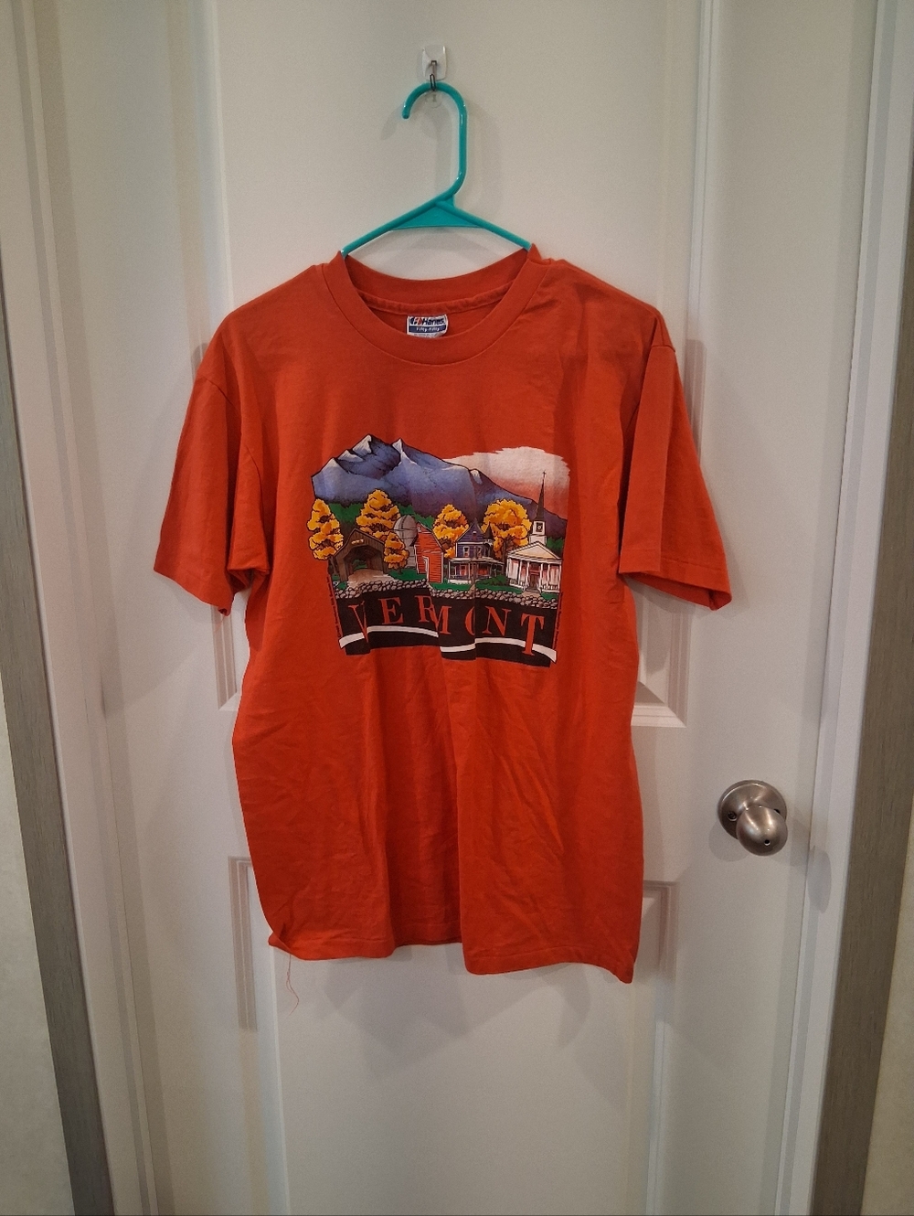 Vintage Hanes Orange Vermont Graphic Mens Tee